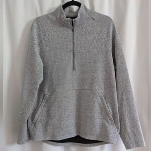 Lululemon At Ease Half Zip Mens Large Textured Knit Heathered Light Grey